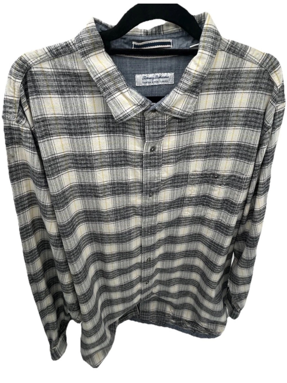 Tommy Bahama Gray and Cream Plaid Long-Sleeve Button-Down Shirt